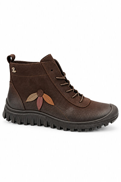 Venüs Women's Genuine Leather Brown Casual Boots Vs009