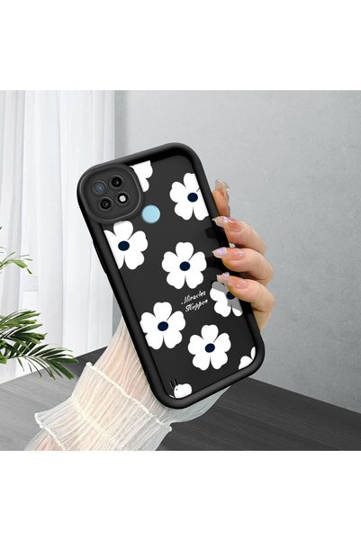 CHICASELUX Realme C21 Compatible Simple White Floral Print Case, Durable Impa...