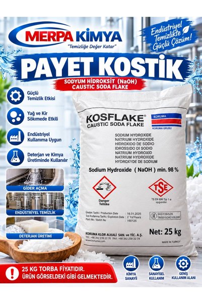 LAVABO AÇICI | PAYET KOSTİK | GİDER AÇICI | 25 KG | PUL KOSTİK | MERPA KİMYA
