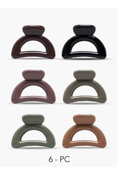 FAV Gloo Pack of 6 Curved Hair Clamp with Cutout Design