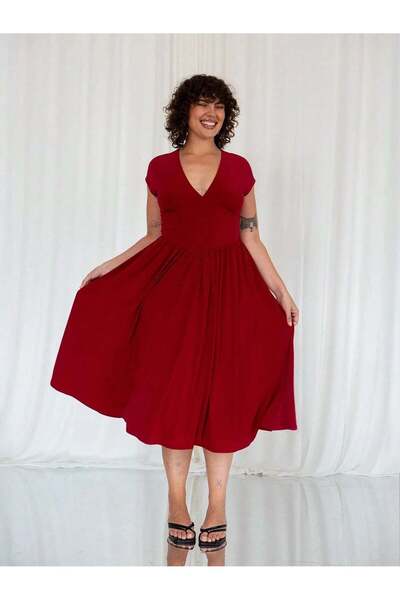 Sheya Midi Length dress, red