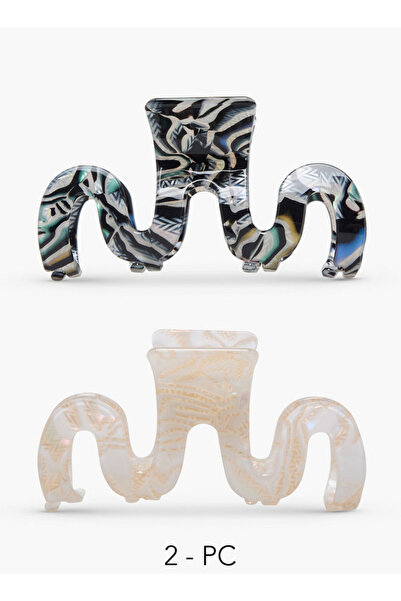 FAV Pack of 2 Wavy Hair Clamp with Patterned Finish