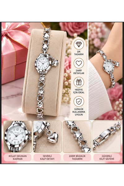 zerzembe Women's Heart Charm Vintage Watch Heart Round Metal Vintage&Retro Watch