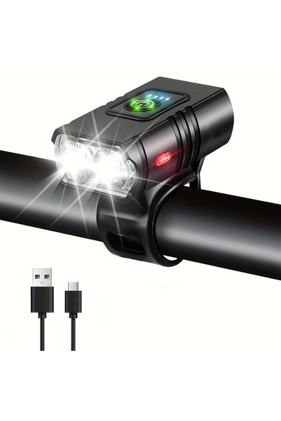 Choice مصباح أمامي للدراجة بتقنية LED T6 قابل لإعادة الشحن عبر USB مع شاشة عر...