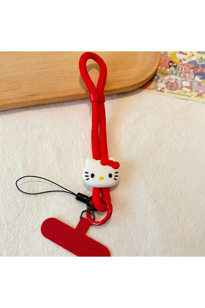 Miniso KT red Macaron Hello Kitty Wrist Phone Lanyard Multi Color Silicone De...