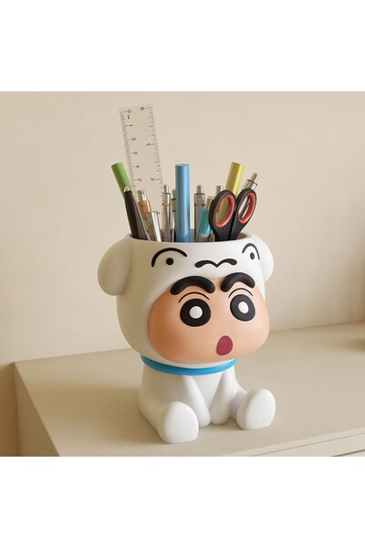 BANDAI white Crayon penCase Cartoon Cute Crayon Shin Chan Pencil Box Shin-Cha...
