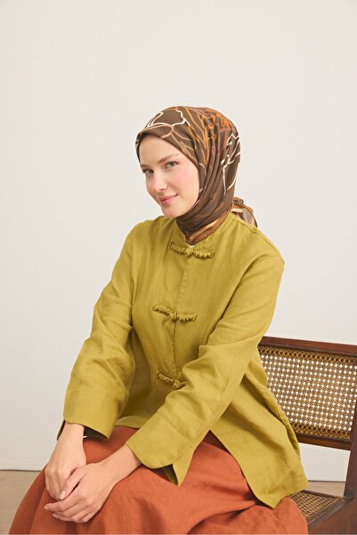 Silk Home Summer Breeze Line Flowers Brown