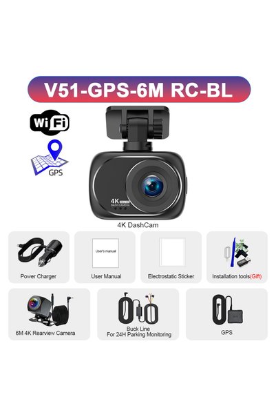 Choice كاميرا لوحة القيادة None V51-GPS-6M RC-BL بدقة 4K UHD، مسجل فيديو للسي...
