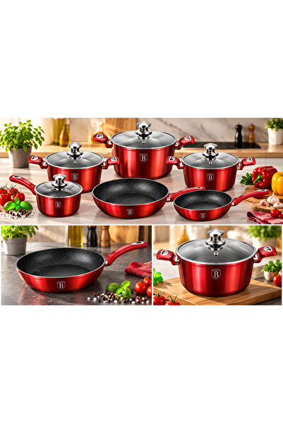 Berlinger Haus Metallic Red Passion BH-1321 Σετ Μαγειρικών Σκευών 10τμχ με Μα...