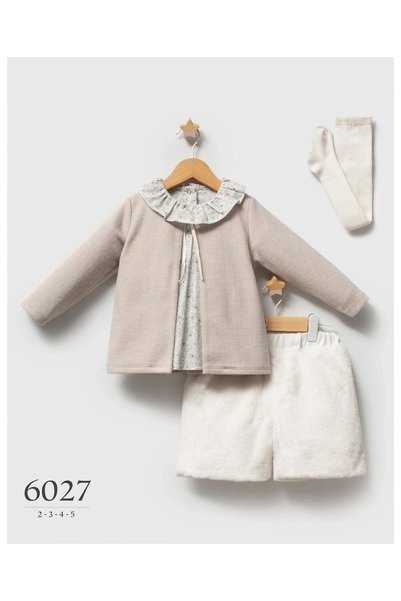 Tongs Baby Set de 3 piese pentru fete, pantaloni scurți de pluș și jachetă, S...