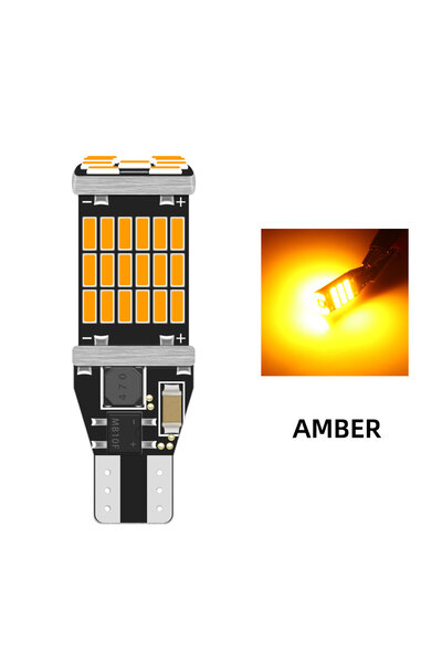 Choice مصباحان LED للسيارة طراز T15 بلون كهرماني، 921 912، 45SMD، نظام كانبوس...
