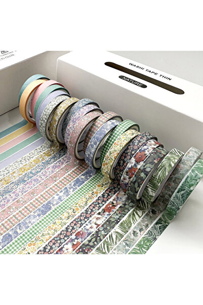 Choice Green 20 Rolls/Box Retro Vintage Washi Tape Floral Plaid Patterns DIY ...