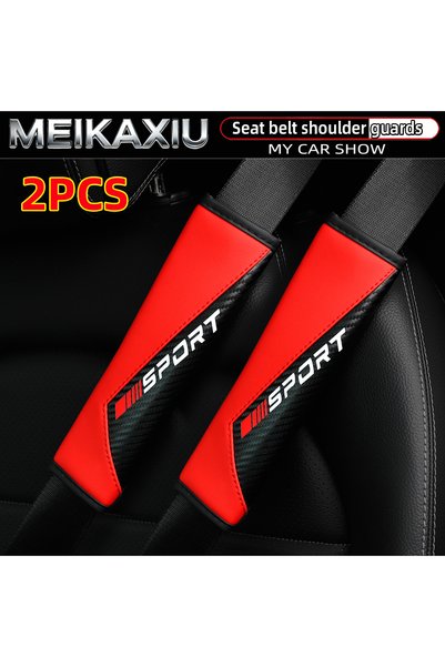 Choice Red 2pcs Carbon Fiber Car Safety Belt Covers Shoulder Pads Red-Lettere...
