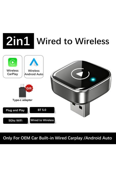 Choice محول U10-7 FLIXIVI اللاسلكي لـ CarPlay، جهاز 2 في 1 لتحويل الاتصال الس...