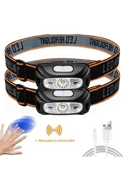 Heinast مصباح رأس LED خفيف الوزن للغاية مع مستشعر، قابل لإعادة الشحن عبر USB،...