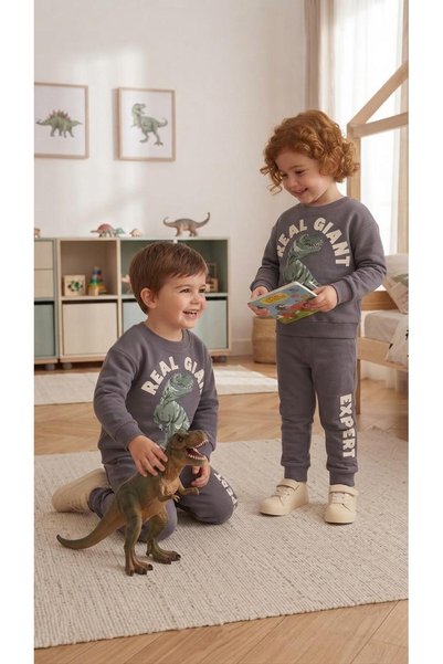 Liliboom Kids Real Gi̇ant Lettering Printed Embossed Unisex Tracksuit Set