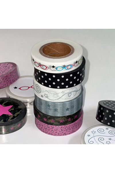 Choice 6Pcs 1.5cm X 3m Japanese Sweet Cool Washi Tape Star Glasses Leopard Pr...