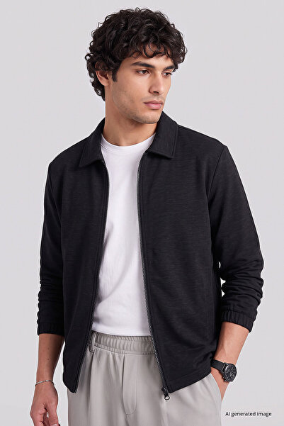 TOMMY LIFE Black Comfortable Fit Men's Jacket - 88494