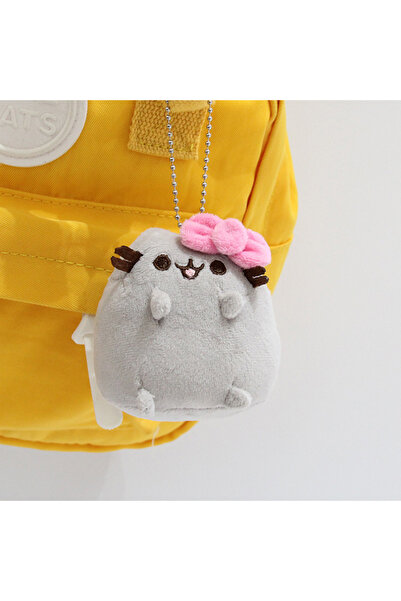 BANDAI B Pusheen Kawaii ميدالية مفاتيح قطيفة على شكل قطة بتصميم فيونكة، تعليق...