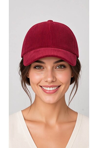 ÇANTA DEPO Winter Women's Thick Velvet Hat Red with Adjustable Back Closure S...