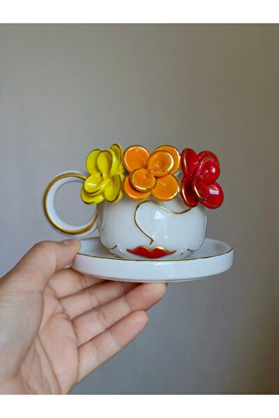 KOTYORA Spring Girl Gift Ceramic Handmade Turkish Coffee Cup