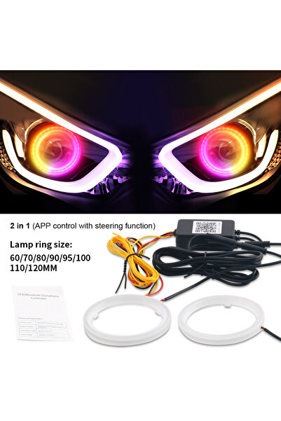 Choice مصابيح LED دائرية RGB بقطر 70 مم، 2 في 1، 2 قطعة، حلقات هالو بقطر 60 م...