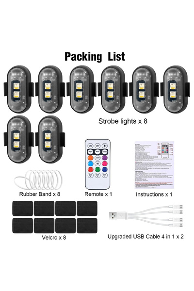 Choice أضواء LED لاسلكية متعددة الوظائف 8 في 1 مع جهاز تحكم عن بعد، 8 ألوان ق...