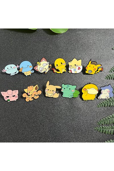 BANDAI 12pcs brooch 6-12pcs/set Japanese Anime Elf Enamel Pin Cute Monster Me...