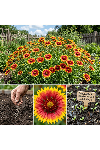 Bloom & Sow Seed بذور زهرة الغيلارديا 100 حبة، أزهار ثنائية اللون أحمر وأصفر،...