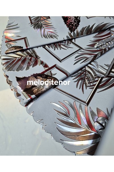 DERYA Woven Fabric Lined Glittery Silver Shiny Pearlescent Stain-Resistant Lu...