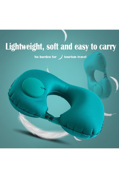 Choice blue Flocking Inflatable Portable Neck Pillow That Can Be Stored And S...