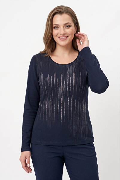 YXL COLLECTION Γυναικεία μπλούζα μαμάς με μαλακό πουλόβερ με στάμπα με γραμμι...