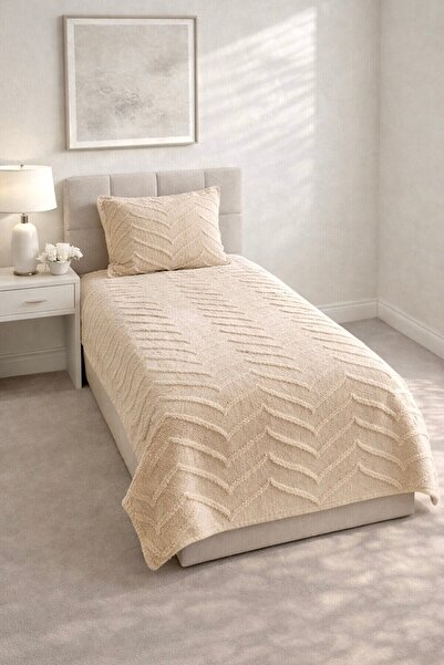 miar home perde tekstil Set cuvertură de pat Arlinageo 180x240 - BEJ -