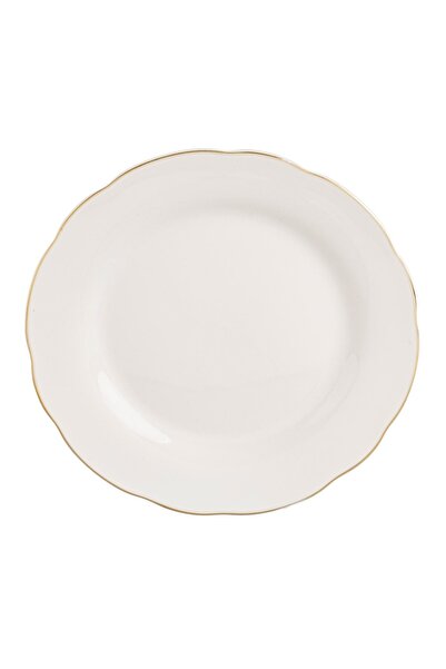 OEM Farfurie din Porțelan Off White "Wavy Gold Metallic" Ø26,5cm – pentru ser...