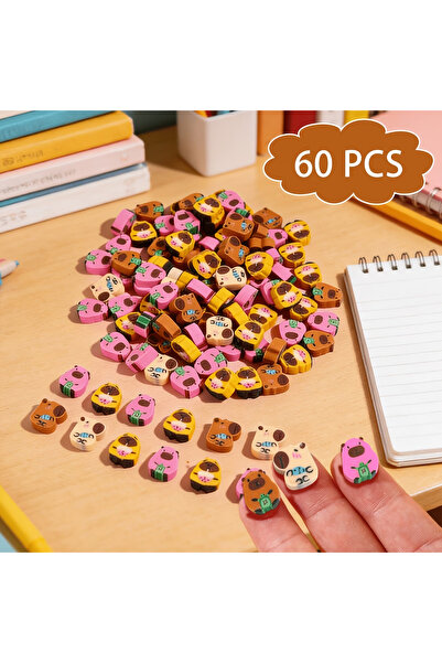 Choice 60pcs 60 mini Capybara-Shaped Erasers, with Cute and mini Designs, Are...
