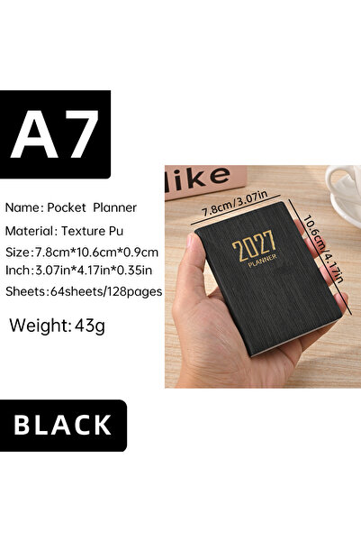 Choice A7 2027 A7 أسود 2027 A7 مفكرة تخطيط أسبوعية صغيرة 128 صفحة، أجندة جيب ...