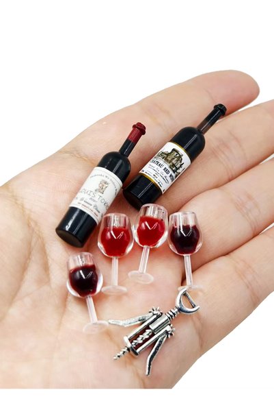 Choice Wine Model C Dollhouse Mini Wine Champagne Set 1:6 1:12 Scale Miniatur...