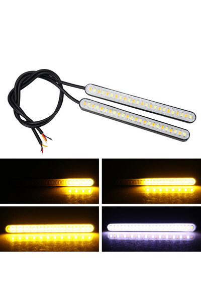 Choice شريط إضاءة LED أبيض وأصفر 2x 24SMD للدراجات النارية، مصباح خلفي للفرام...