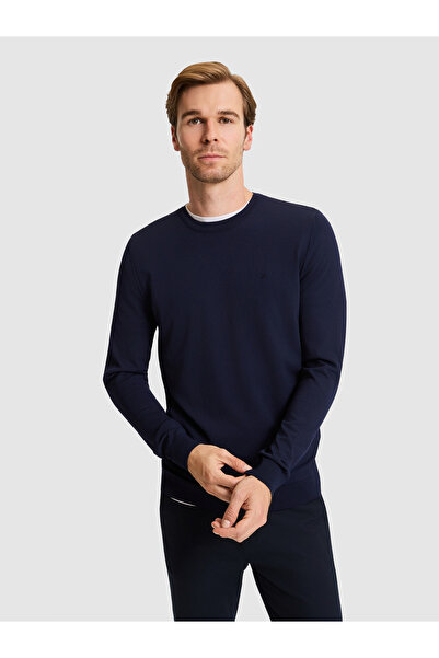 Cacharel Navy Blue Slim Fit Sweater 50331823-Vr033