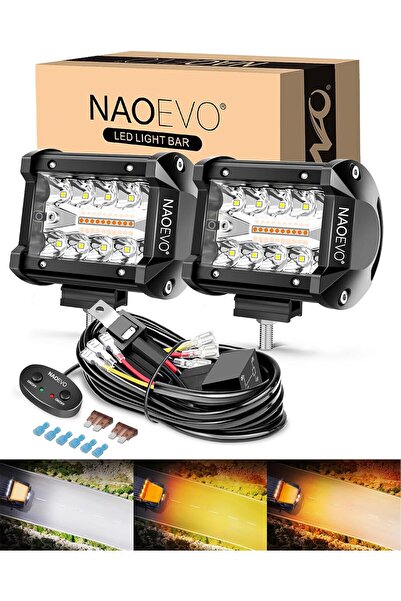 Choice أضواء LED بيضاء وصفراء NAOEVO مقاس 4 بوصات، قطعتان، أضواء كومبو للضباب...
