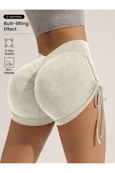 Choice S khaki Matte craft summer three part pants yoga pants women's drawstr...