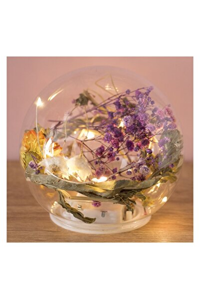 OEM Sfera Decorativa din Sticla cu 10 Becuri LED & Flori Uscate Ø12cm – lumin...