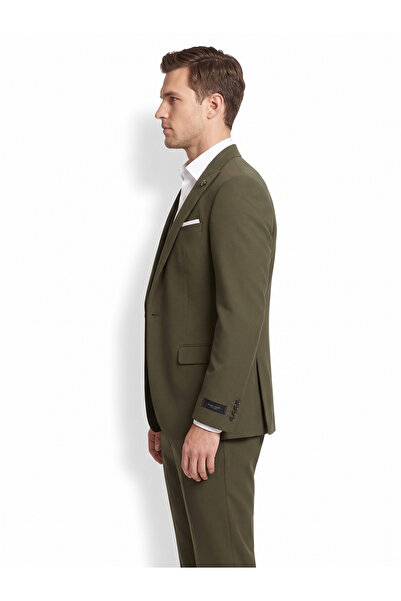 İMAJ MAĞAZACILIK Khaki Green Slim Fit Men's Suit with Vest