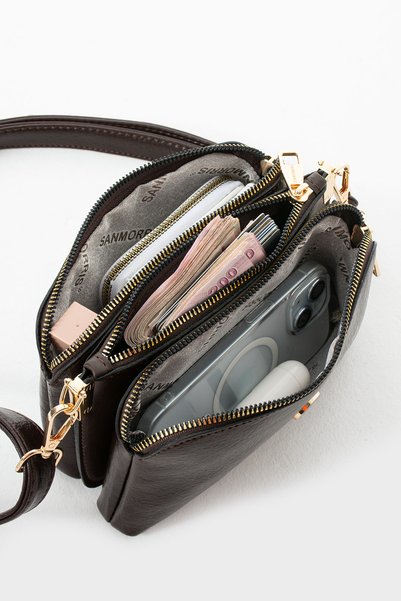 VIATOX Vx-1444 Soft Artificial Leather Small 3-Compartment Women's Shoulder Bag Taba