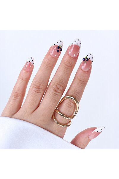 Takma Takma S Beden Puantiyeli Nail Art Kısa Oval 10'lu Tekrar Kullanılabilir...