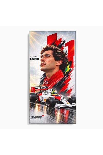 Luxcanva Tablou Canvas Legenda Ayrton Senna 70x140 cm cu Rama Argintiu Sporti...
