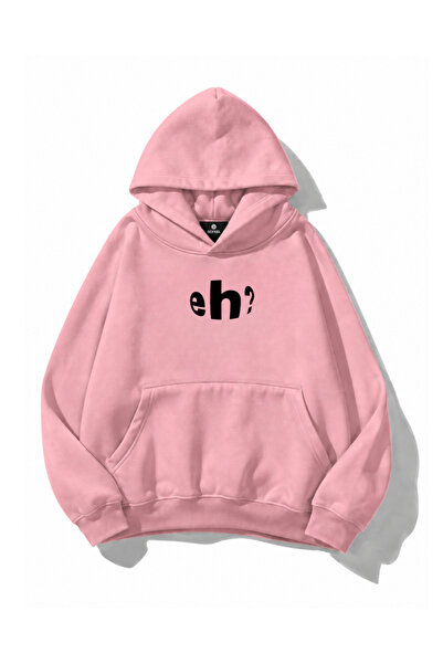 Gofeel Eh? Text Printed Oversize Pink Hoodie