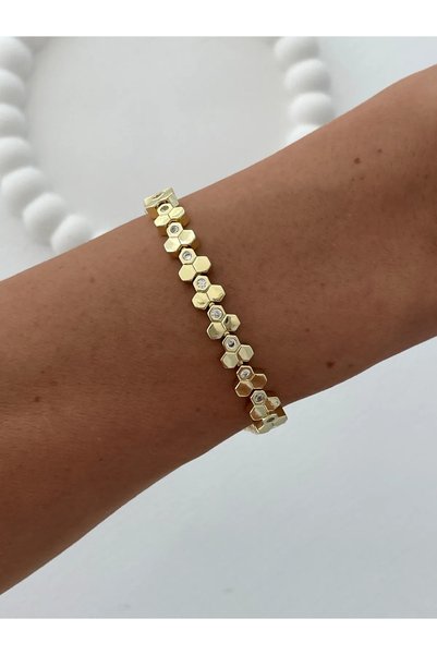 Luparadis Special Series Zircon Stone Geometric Design Gold Bracelet