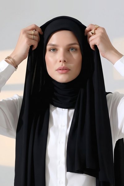 Cassenta Scarf Hazır Geçmeli Kaymaz Pratik Penye Şal Düz Renk Tesettür Şalı
