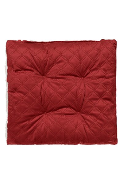OEM Pernă de scaun matlasată din catifea roșie cu Sherpa albă 38x38cm